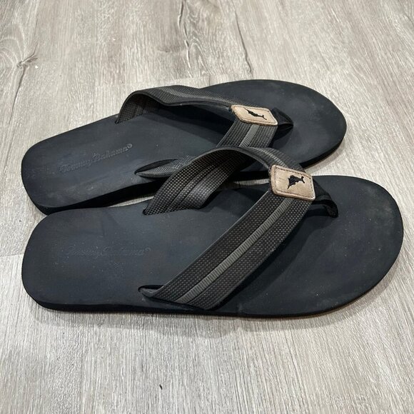 Tommy Bahama Men’s Black Logo Beach Taheeti Flip-Flops Size 12 - Picture 3 of 5